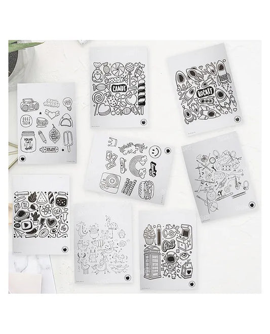 PecoToys Doodle Art Kit | 8 Artworks + 12 Sketch Pens + Display Hangers | Creative Colouring Kit for Kids Age 3+