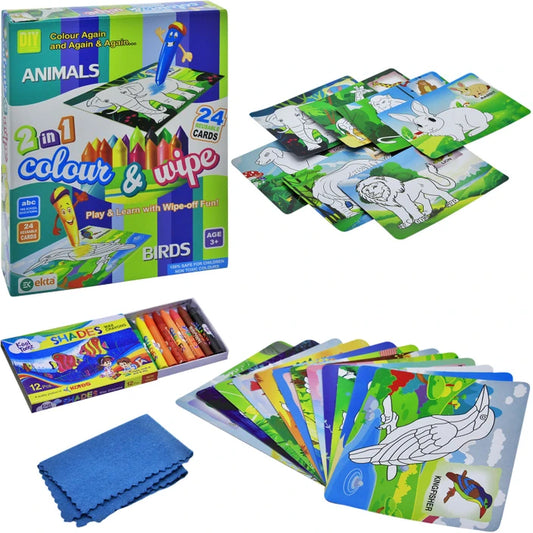 2-in-1 Colour & Wipe Learning Cards for Kids