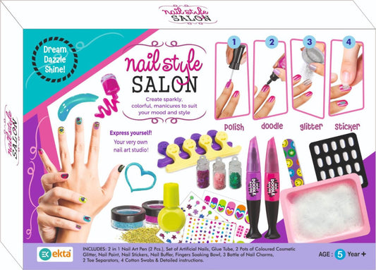 PecoToys Nail Style Salon Kit for Girls | DIY Nail Art Set | 2-in-1 Nail Pen | Creative Gift Ages 5+