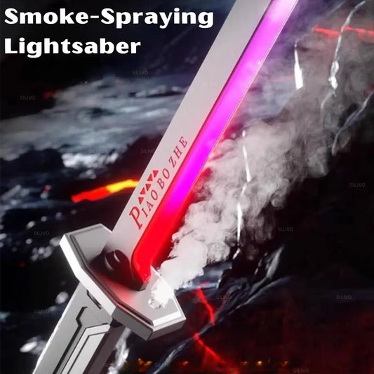 Rechargeable LED Sword with Smoke & Spark Effects, 7-Color Light Blade with Sound FX, Anime-Inspired Cosplay Katana for Roleplay, Halloween, Parties, Collectors, and Display