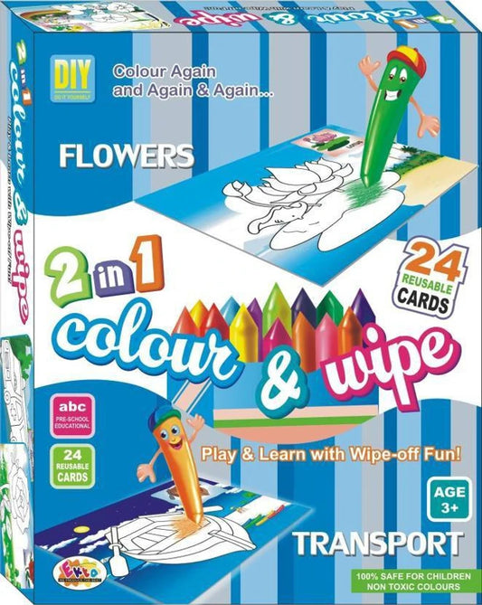 2-in-1 Colour & Wipe Learning Cards for Kids