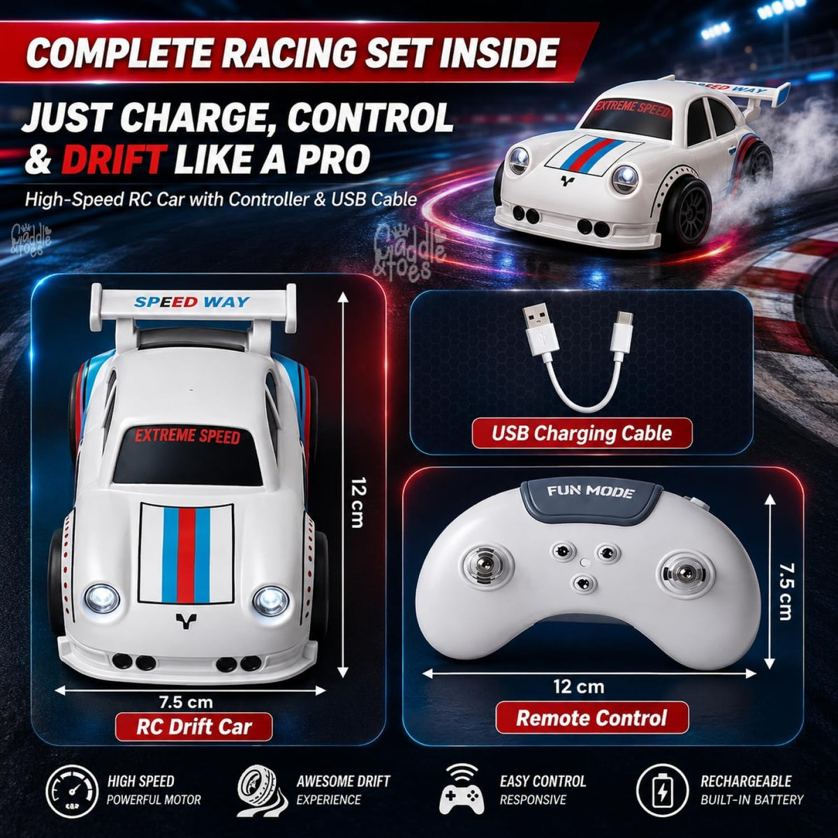 Remote Control Intelligent Sensor Drift Car for Kids