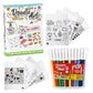 PecoToys Doodle Art Kit | 8 Artworks + 12 Sketch Pens + Display Hangers | Creative Colouring Kit for Kids Age 3+