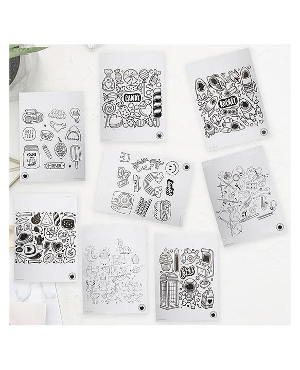 PecoToys Doodle Art Kit | 8 Artworks + 12 Sketch Pens + Display Hangers | Creative Colouring Kit for Kids Age 3+