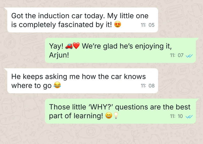 A screenshot of a WhatsApp chat with a verified account named Arjun Mehta. The chat contains text messages in white and light green bubbles on a light beige patterned background.