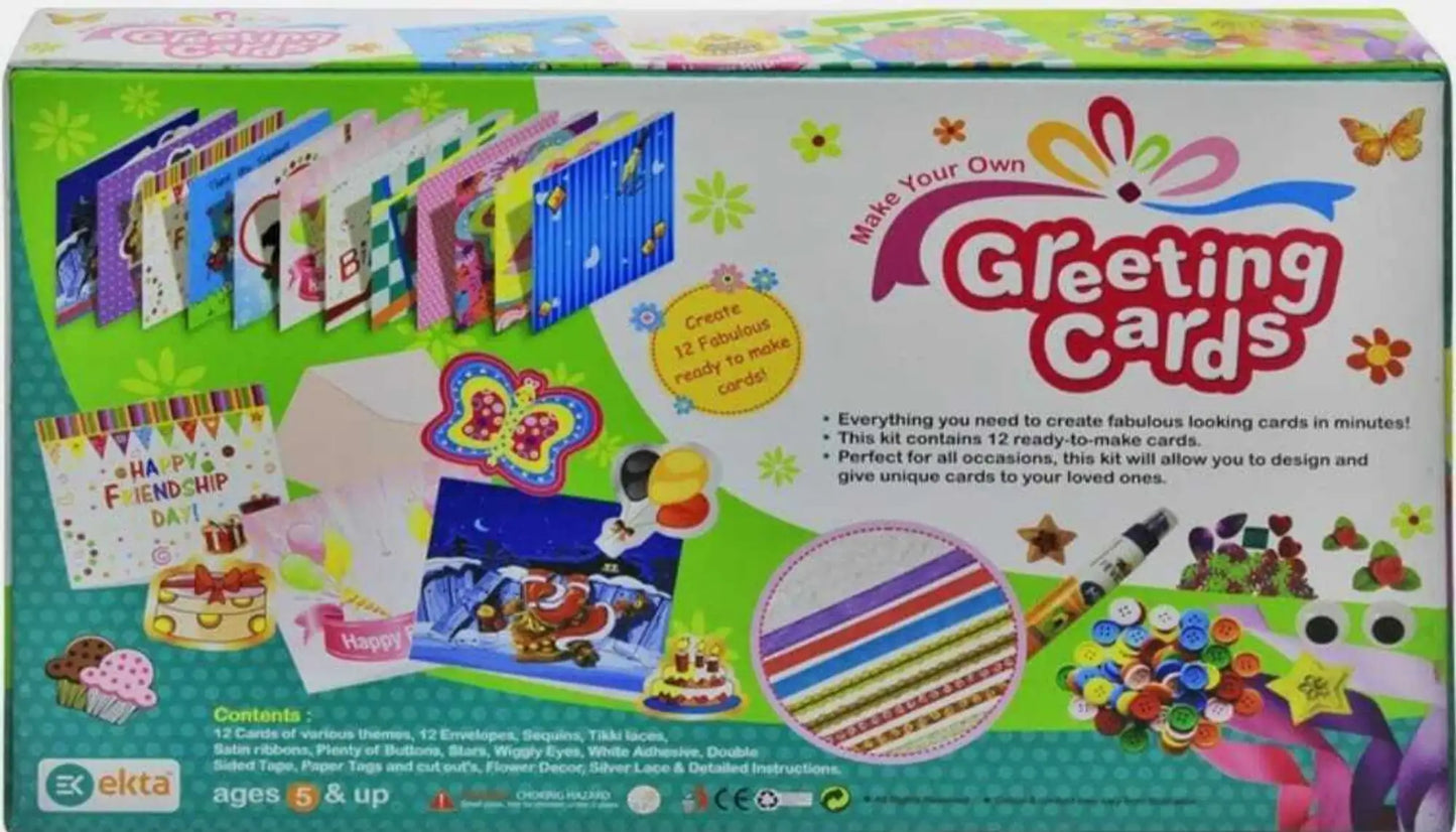 PecoToys Make Your Own Greeting Cards Kit | 12 DIY Cards | Art & Craft Activity for Kids Age 5+