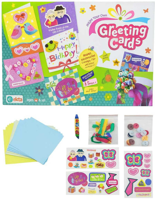 PecoToys Make Your Own Greeting Cards Kit | 12 DIY Cards | Art & Craft Activity for Kids Age 5+