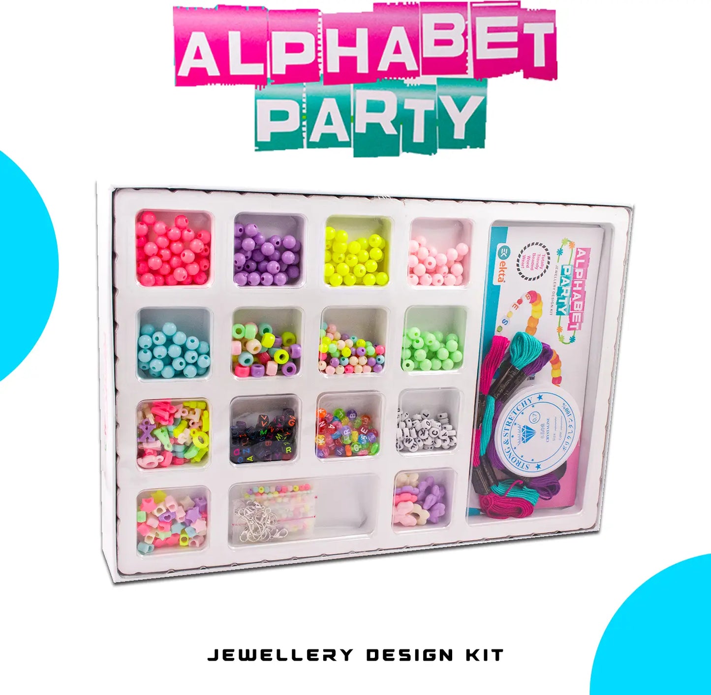 PecoToys Alphabet Party Jewellery Kit | DIY ABC Bead Bracelets for Girls | Creative Gift Ages 5+