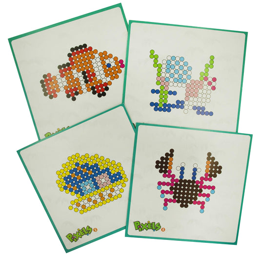 PecoToys Pixels Sea Creatures Bead Art Kit | 2000+ Beads | 14+ DIY Projects | Creative Toy Ages 5+