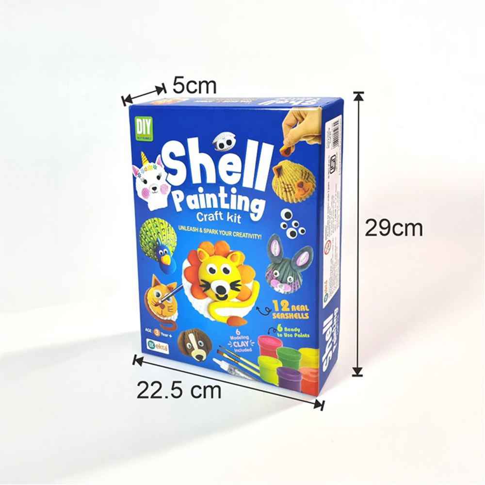 PecoToys Shell Painting Craft Kit | 12 Real Seashells + Clay + Paints | DIY Nature Art for Kids Age 3+