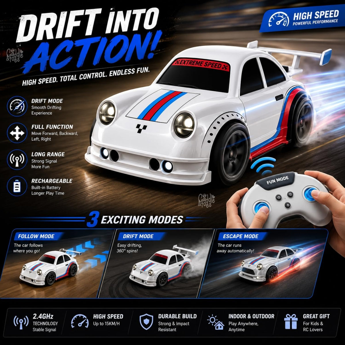 Remote Control Intelligent Sensor Drift Car for Kids