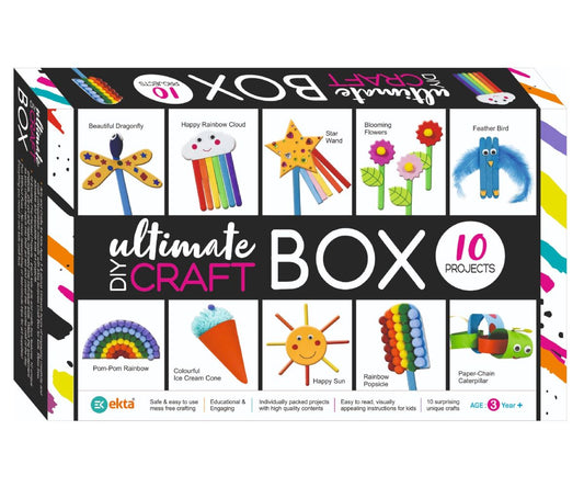 PecoToys Ultimate DIY Craft Box | 10 Unique Projects | No Mess Art & Craft Kit for Kids Age 3+