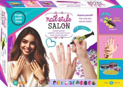 PecoToys Nail Style Salon Kit for Girls | DIY Nail Art Set | 2-in-1 Nail Pen | Creative Gift Ages 5+
