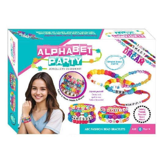 PecoToys Alphabet Party Jewellery Kit | DIY ABC Bead Bracelets for Girls | Creative Gift Ages 5+