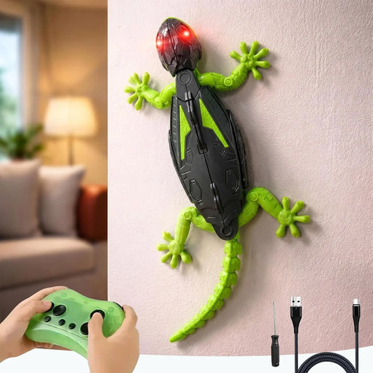Pecotoys Wall Climbing RC Lizard Toy | Remote Control Gecko that Crawls on Walls & Ceilings | 360° Stunt RC with LED Eyes | Prank & Thrill Gift for Boys & Girls