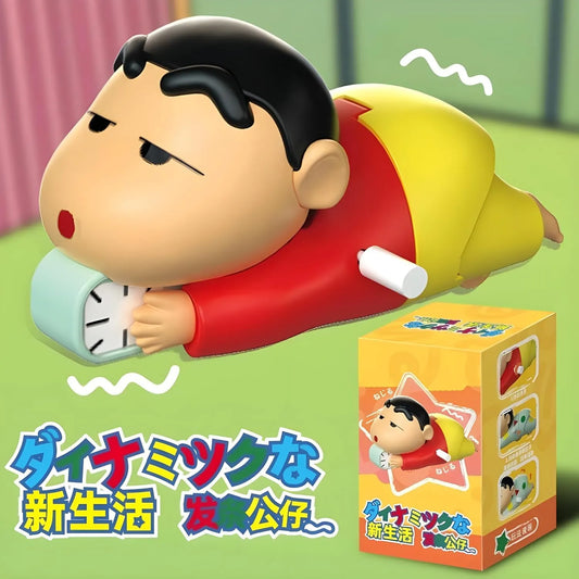 Shinchan Moving Toy for Kids, Manual Clockwork Crawling Shinchan Action Figure, Wind Up Anime Toy, Birthday Gift (Pitch Green)