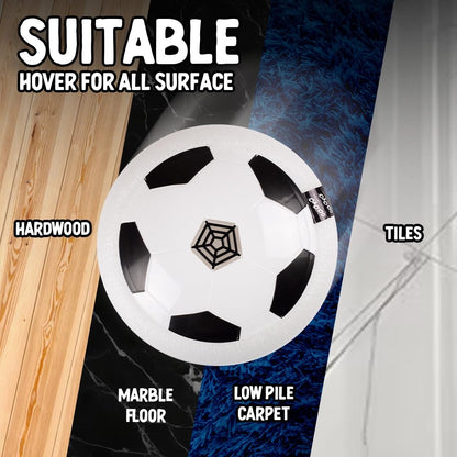 Gooyo GY-3231 Floating Hover Football with Colorful Flash Light Effect | Indoor Pro Air Football for Kids | Hover Soccer Ball | Engaging Indoor Game | White | 4xAA Battery (Not Included)