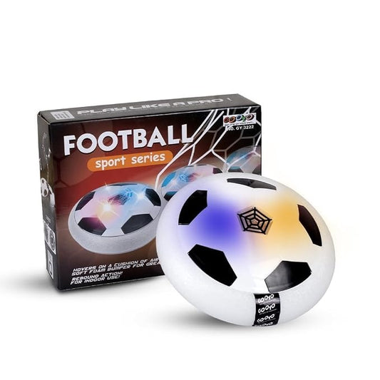 Gooyo GY-3231 Floating Hover Football with Colorful Flash Light Effect | Indoor Pro Air Football for Kids | Hover Soccer Ball | Engaging Indoor Game | White | 4xAA Battery (Not Included)