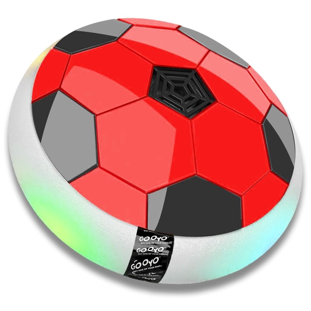 Gooyo GY-3231 Floating Hover Football with Colorful Flash Light Effect | Indoor Pro Air Football for Kids | Hover Soccer Ball | Engaging Indoor Game | White | 4xAA Battery (Not Included)