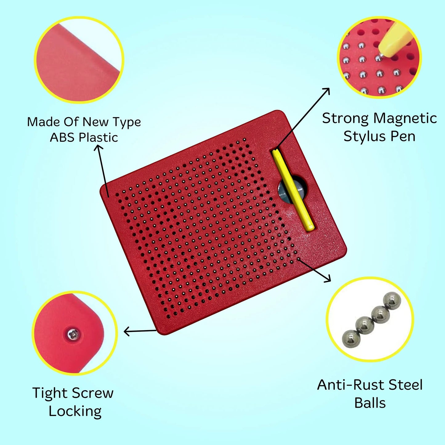 PecoToys Magnetick Drawing Pad | Magnetic Bead Doodle Board | No Mess Art Toy for Kids Age 3+