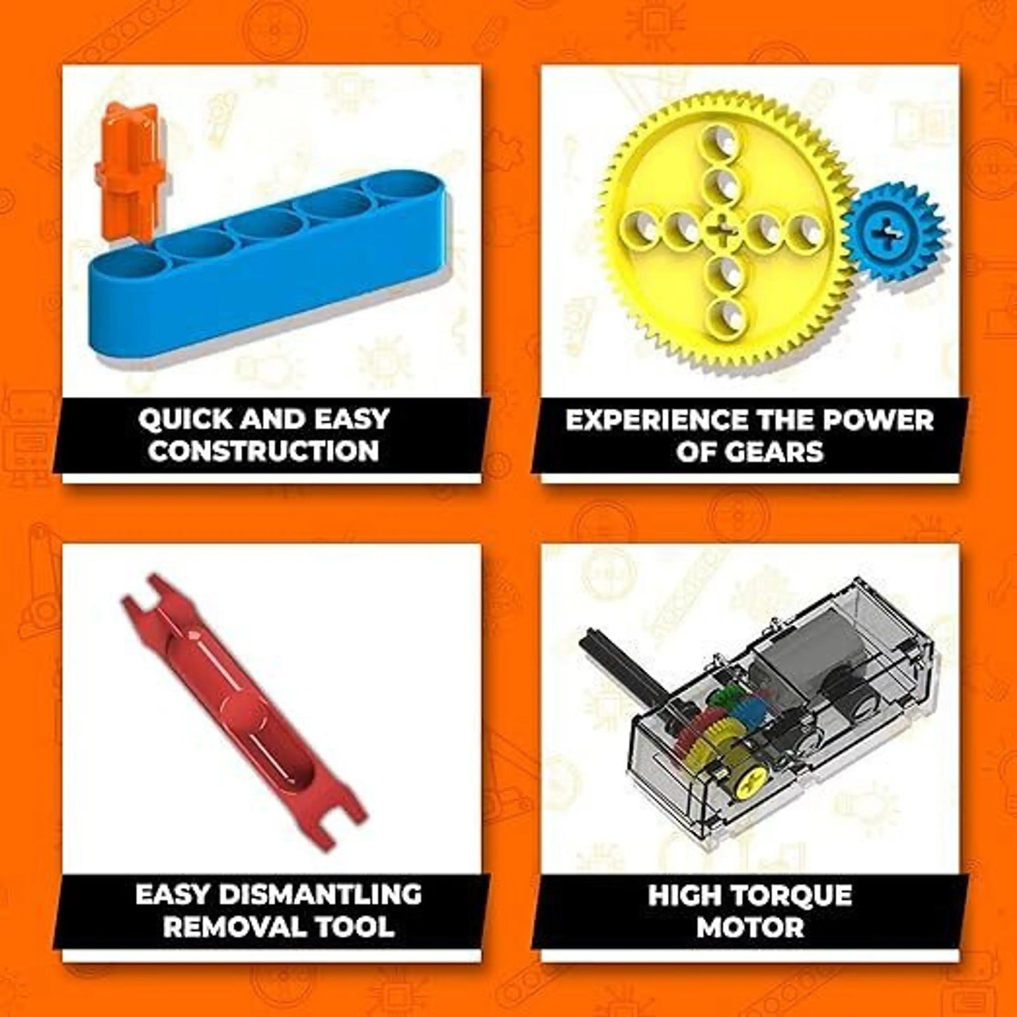 PecoToys Blix Gear Box 10-in-1 STEM Building Kit | Working Gears & Motor | Engineering Toy for Kids Age 8+