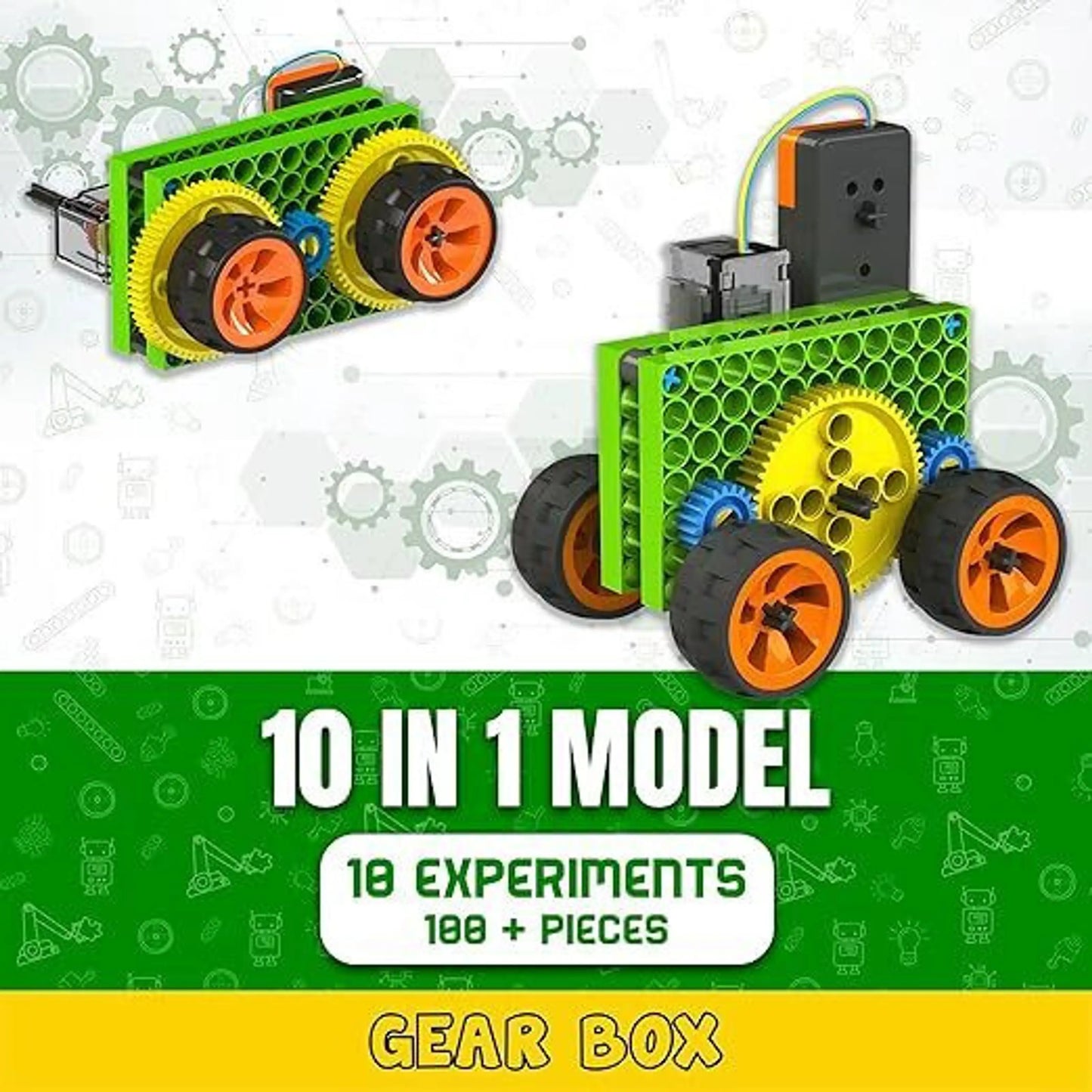 PecoToys Blix Gear Box 10-in-1 STEM Building Kit | Working Gears & Motor | Engineering Toy for Kids Age 8+