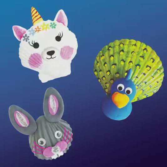 PecoToys Shell Painting Craft Kit | 12 Real Seashells + Clay + Paints | DIY Nature Art for Kids Age 3+