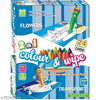PecoToys 2-in-1 Colour & Wipe Activity Box | 24 Reusable Cards | Flowers & Transport | Pre-School Toy Age 3+